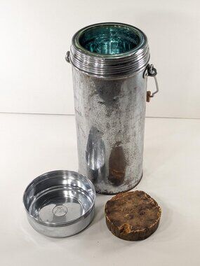 Vintage AS-IS XL Chromed Thermos, vacuum flask with original cork stopper